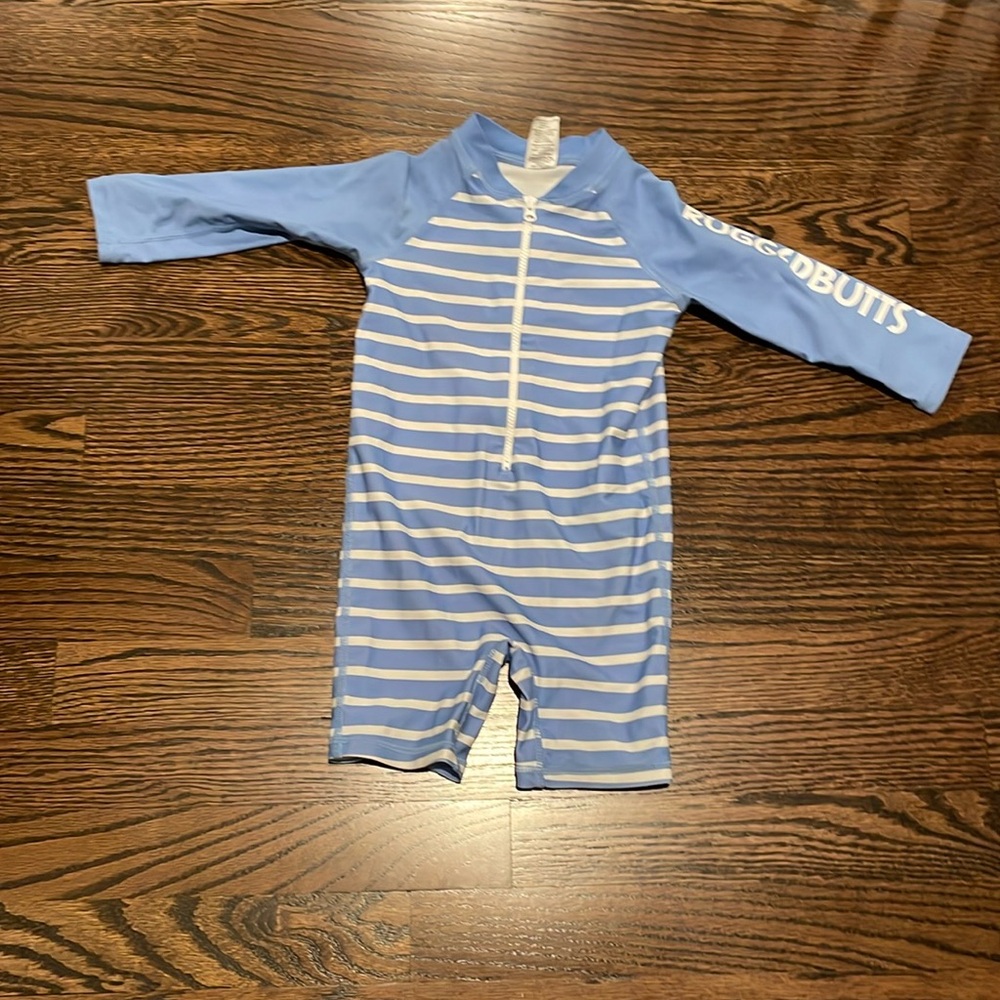RUGGEDBUTTS RashGuard Sunsuit Long Sleeve Stripes One piece Zipper Swim 12-18m